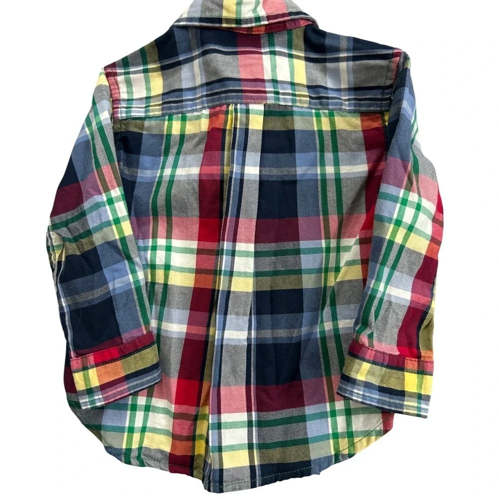 Ralph Lauren Plaid Long Sleeve Button Down‎ Shirt Kids Boys Size 12M